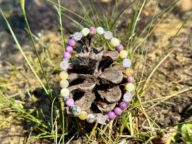 Bracelet aventurine verte, quartz rose, un bracelet doux et féminin