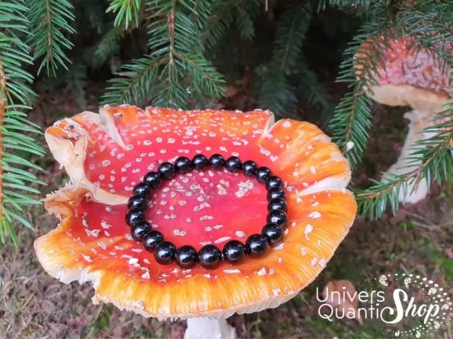 tourmaline noire bracelet ancrage 08mm posé sur un champignon