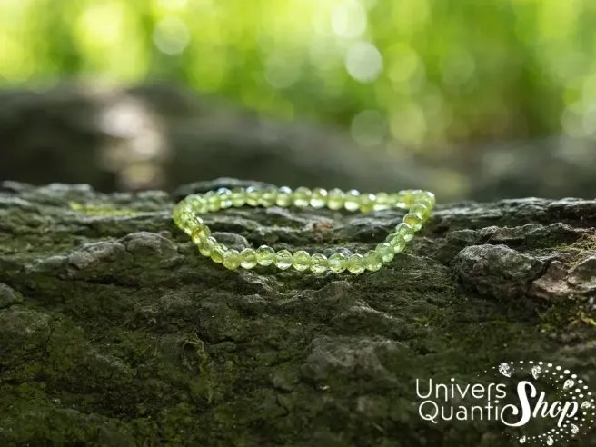 péridot bracelet pierre verte naturelle facetté 4mm sur un arbre