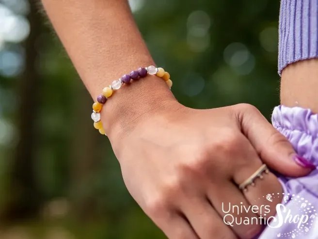 bracelet femme pierre naturelle reliance à l'âme 6mm porté sur un poignet de femme