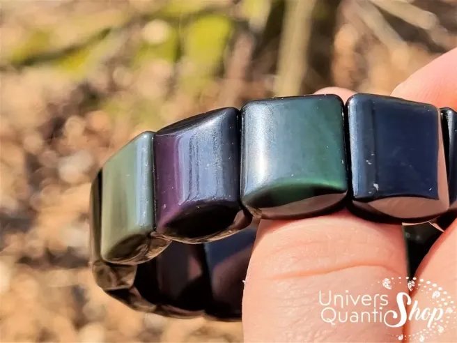 bracelet plat en obsidienne oeil céleste de 18 cm qualité A+ vue zoom