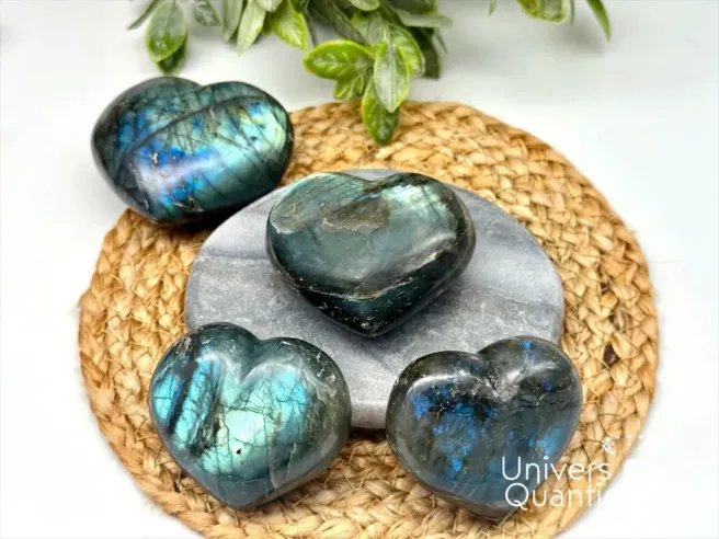pierres labradorite, coeur en pierre naturelle, qualité A