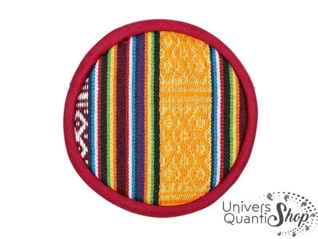 coussin plat tribal de différentes couleurs, coussin pour poser son bol tibétain chantant