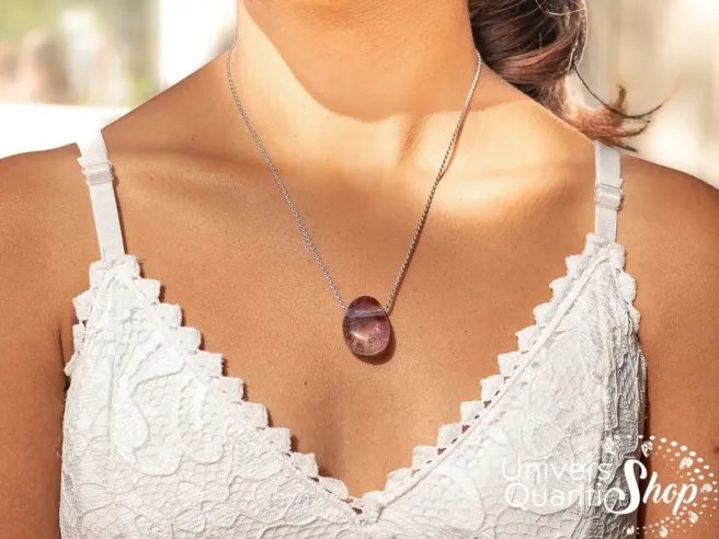 pendentif pour femme ametrine, pierre violette, pierre naturelle porté autour du cou