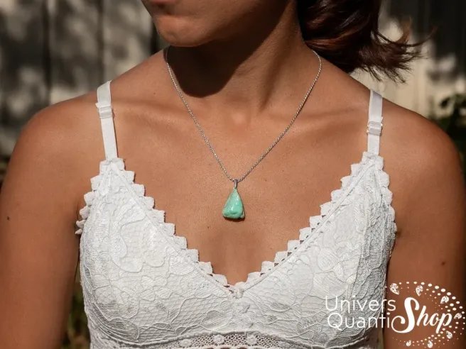 chrysoprase bijoux, pierre chrysoprase verte, pendentif pour femme, boutique lithothérapie