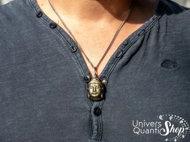 Obsidienne Dorée Pendentif Forme Bouddha - Univers Quantic Shop