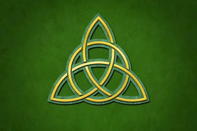 triquetra celtique sur fond vert géométrie sacrée