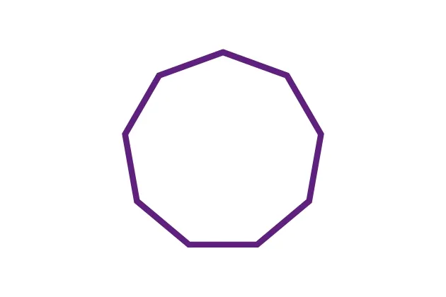 nonagone forme géométrique de couleur violet sur fond blanc
