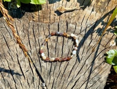 bracelet en pierre roulée, agate botswana naturelle